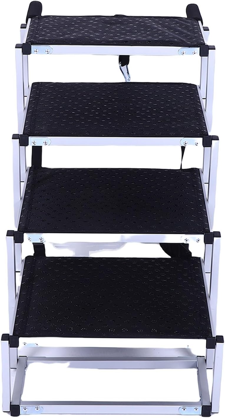 Aluminum Alloy 5 Step Dog Ramp Non Slip Finish Portable Foldable Dog Stair for SUV Truck Bed
