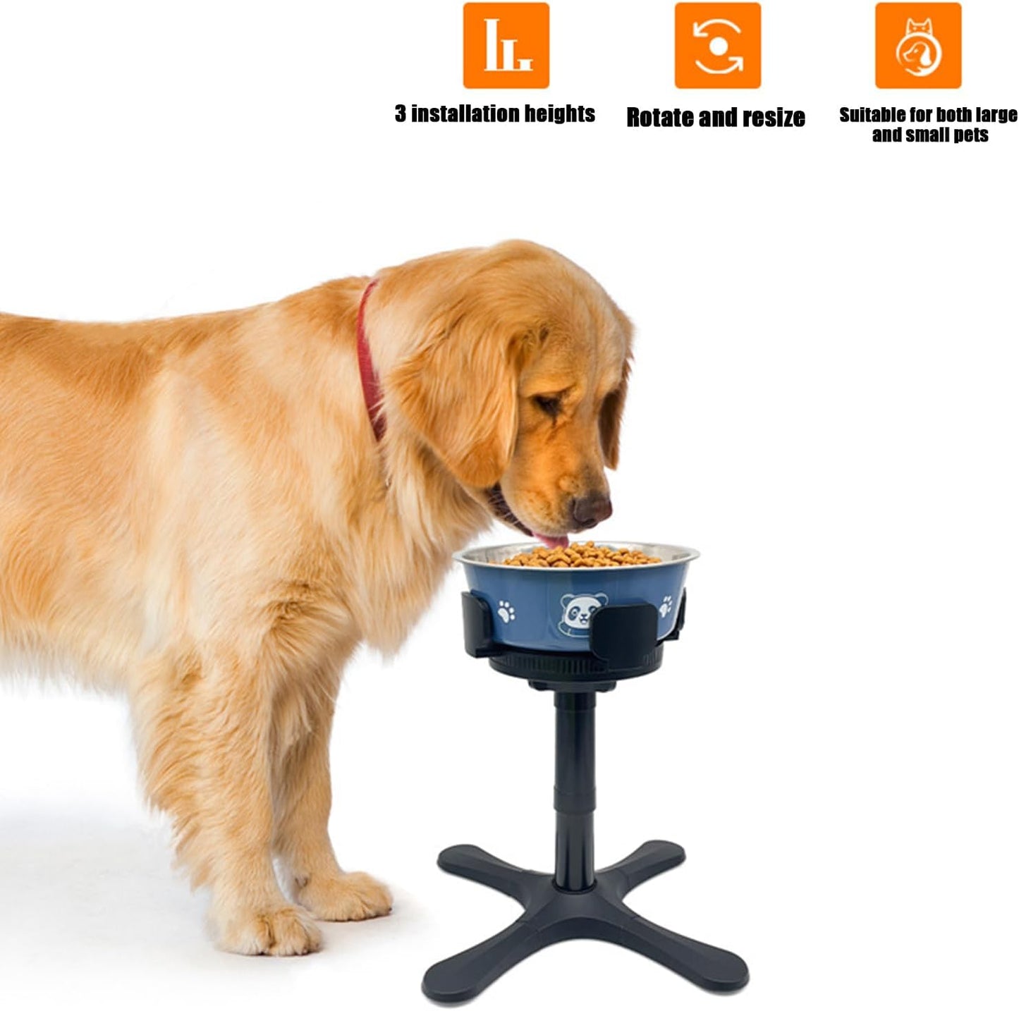 Dog Bowl Stand, Adjustable Feeding Gear, 900g Raised Holder with Compact Design, Single Pet Tool, Anti Tipping Supplies with Easy Setup, Large Medium Dogs Accessories for Backyard Living Room and Home