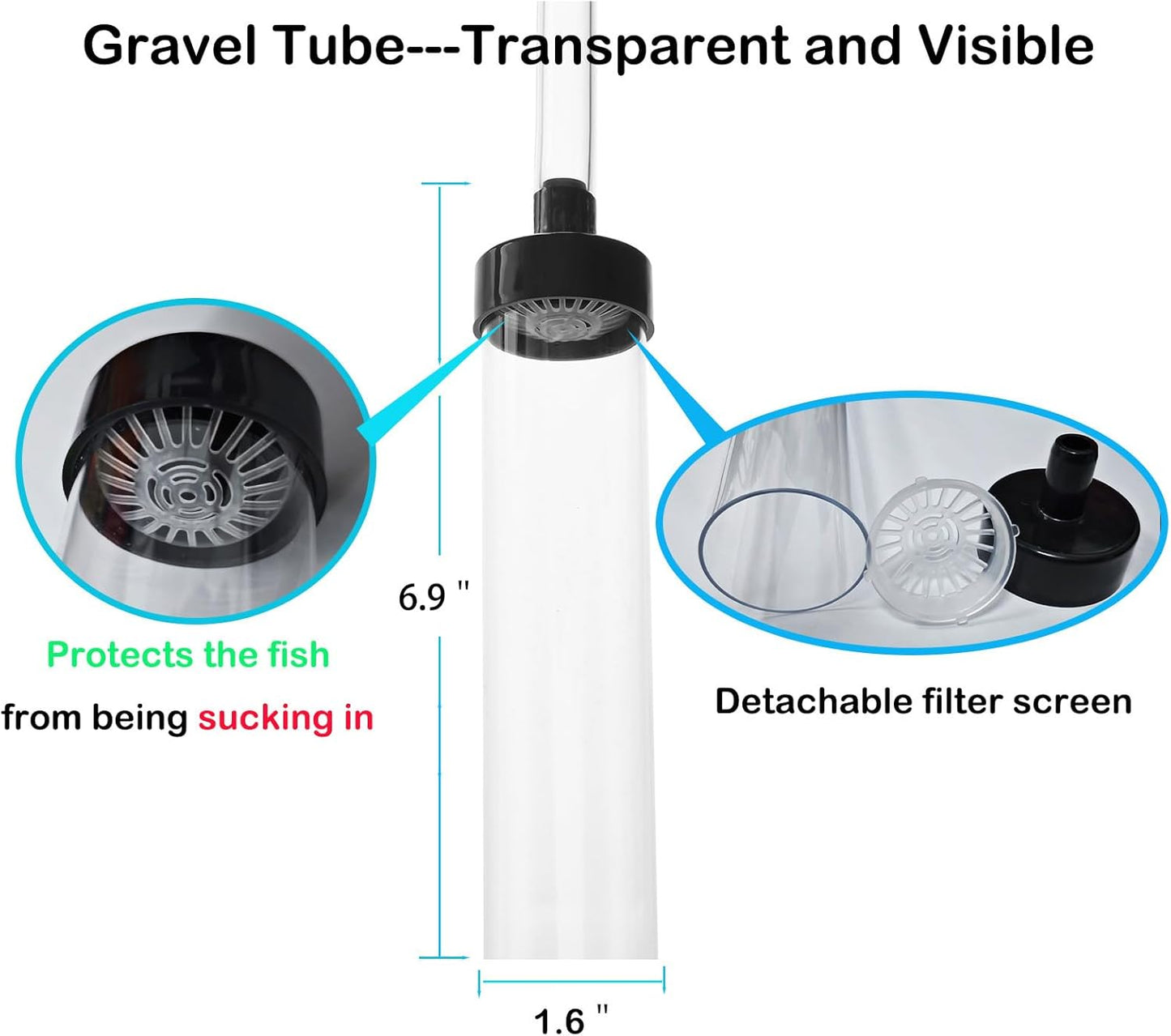 4.3ft Fish Tank Cleaner Aquarium Siphon Gravel Vacuum for Aquarium Fish Tank Changing Water Cleaning Gravel and & Sand