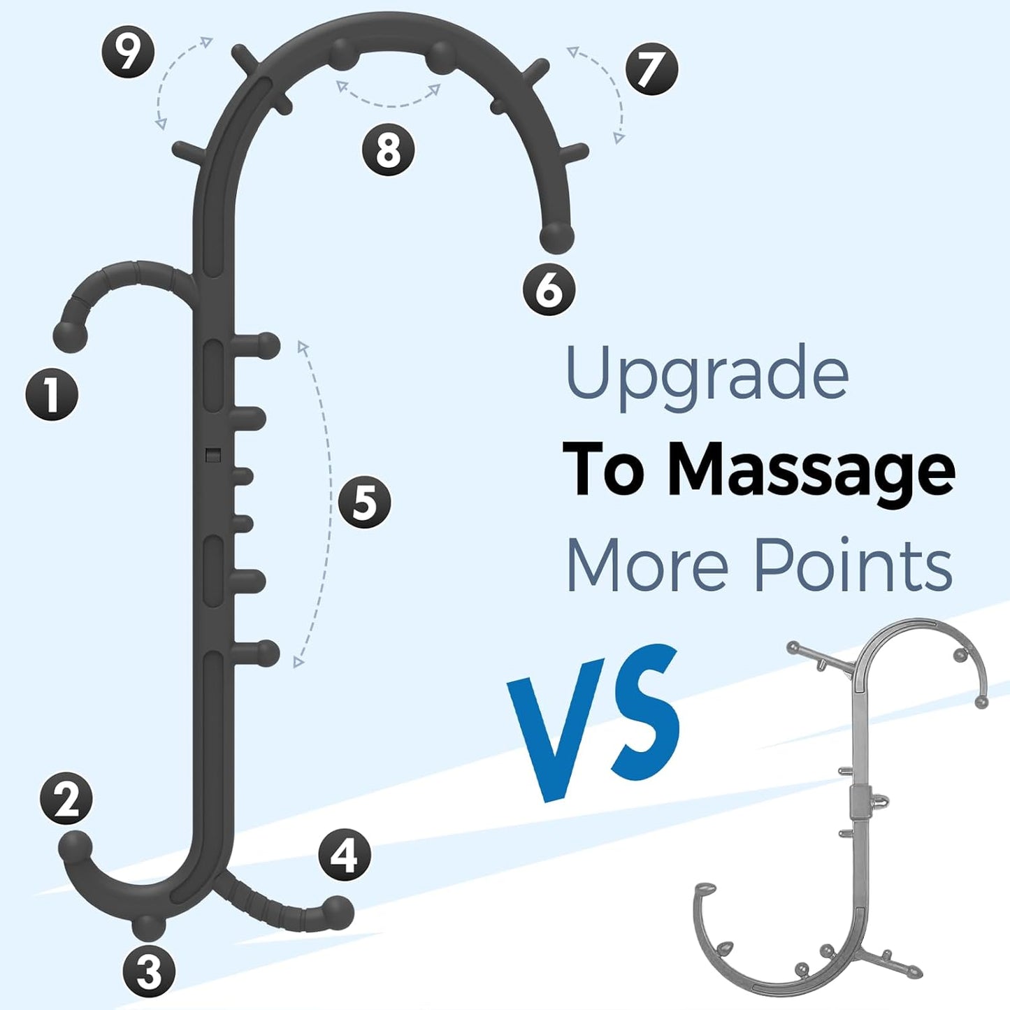Back and Neck Massager for Pain Relief Deep Tissue, Upgraded Full Body Trigger Point Cane Massage Tools, Therapy Massage Stick Pressure Point Hook, Muscle Knot Remover Tool (Black)
