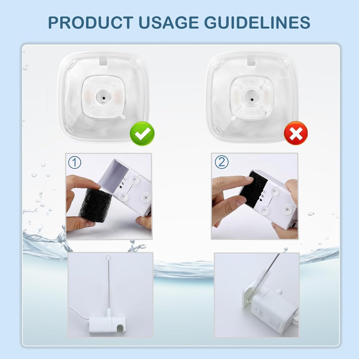 22 Pack(10 Replacement Filters+10 Pre-Filter Sponges+2 Brushes) Cat Water Fountain Filters Replacement,Compatible with VEKEN 67oz/2L,95oz/2.5L,135oz/4L Automatic Pet Fountain Cat Water Dispenser