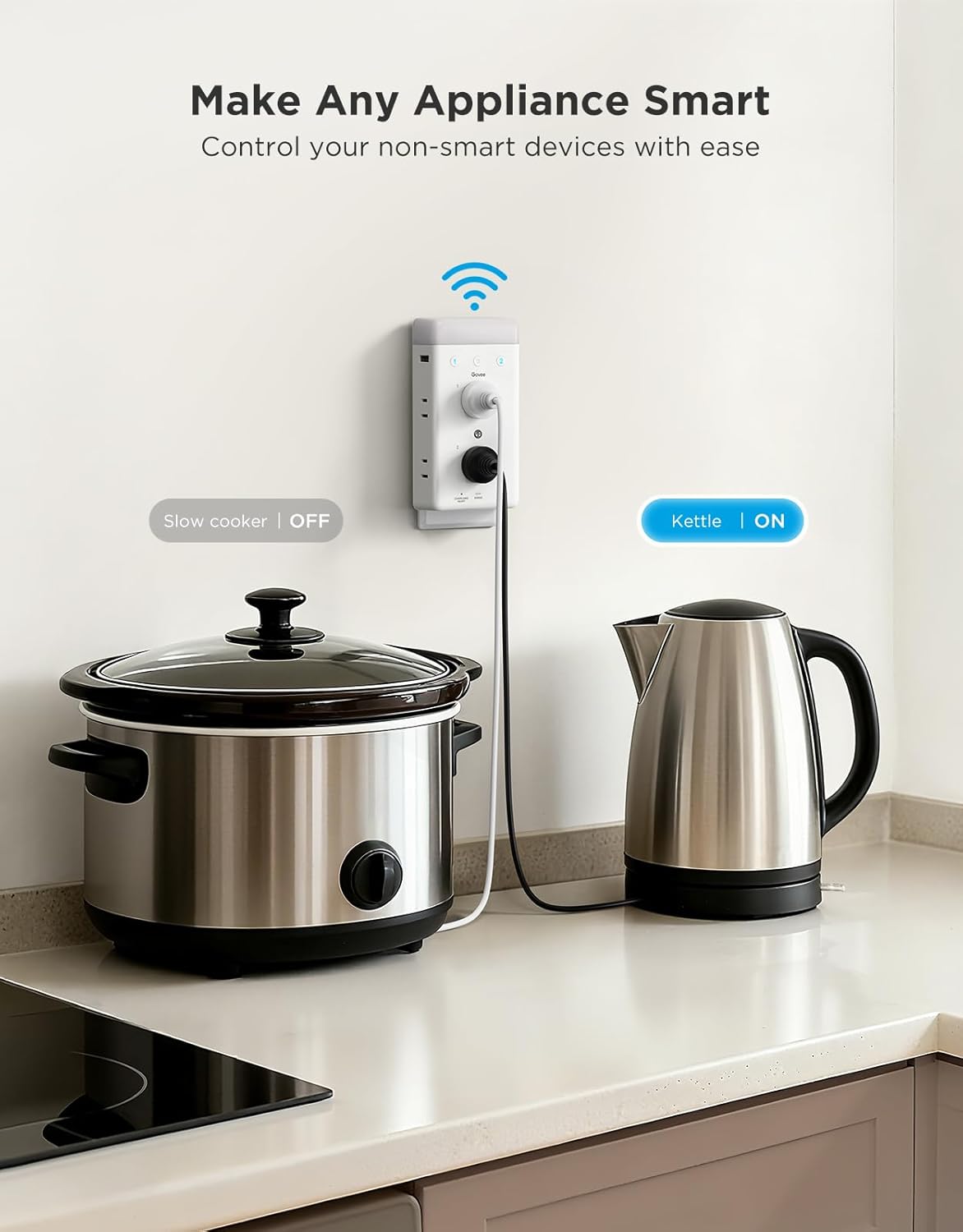 Govee Smart Plug Outlet Extender, 3-Sided Smart Power Strips with 2 Smart Outlets & 2 USB Ports with RGB Night Light, APP & Voice Control, Surge & Overload Protection for Home Office