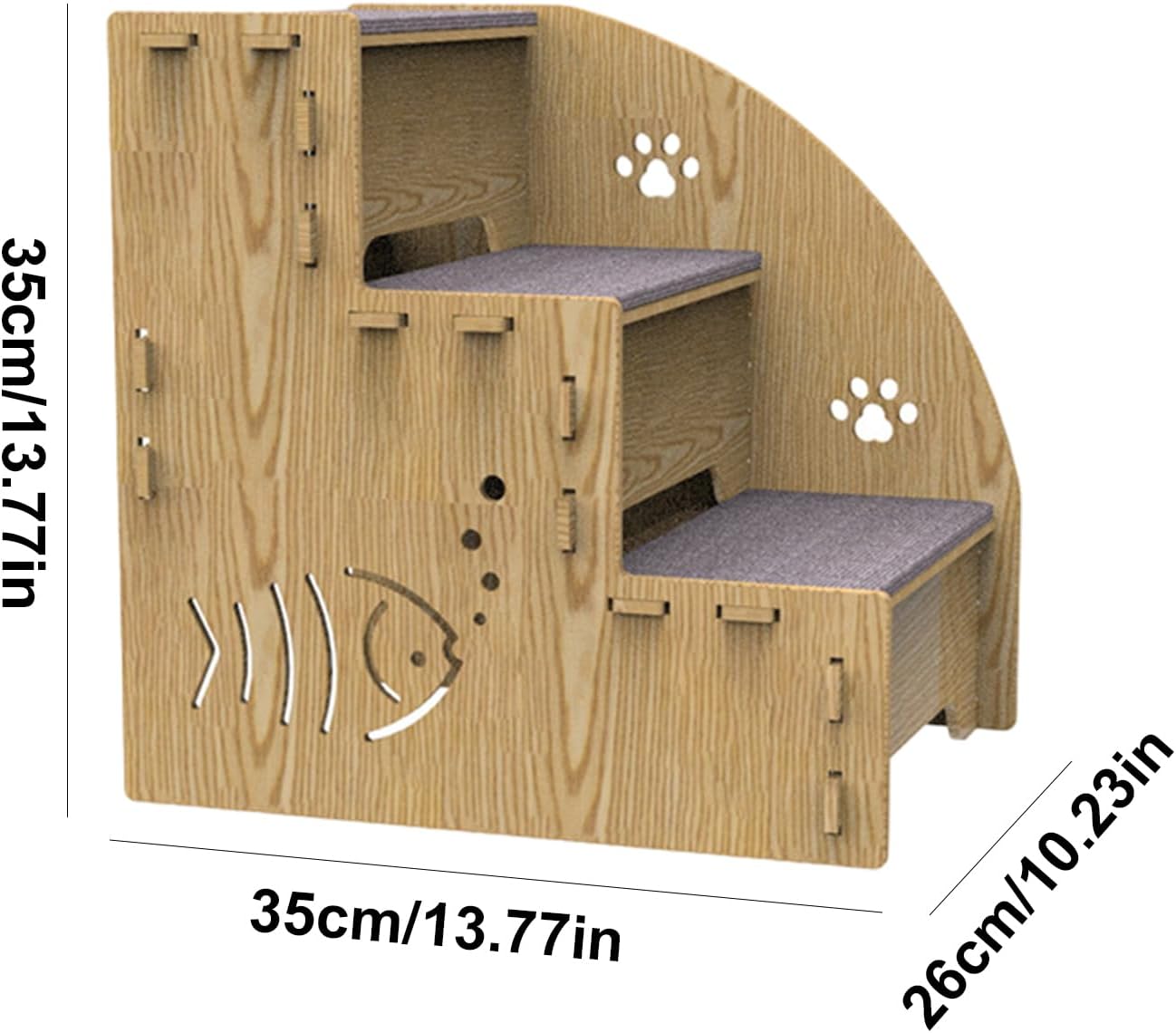 High Beds Dog Stairs - 3-Step Wooden Pet Stair Ramp, 18x12x12 inches Non-Slip Indoor Ramp for Dogs & Cats, Wood + Anti-Skid, Small Dog Staircase for Beds, Sofas, Couch