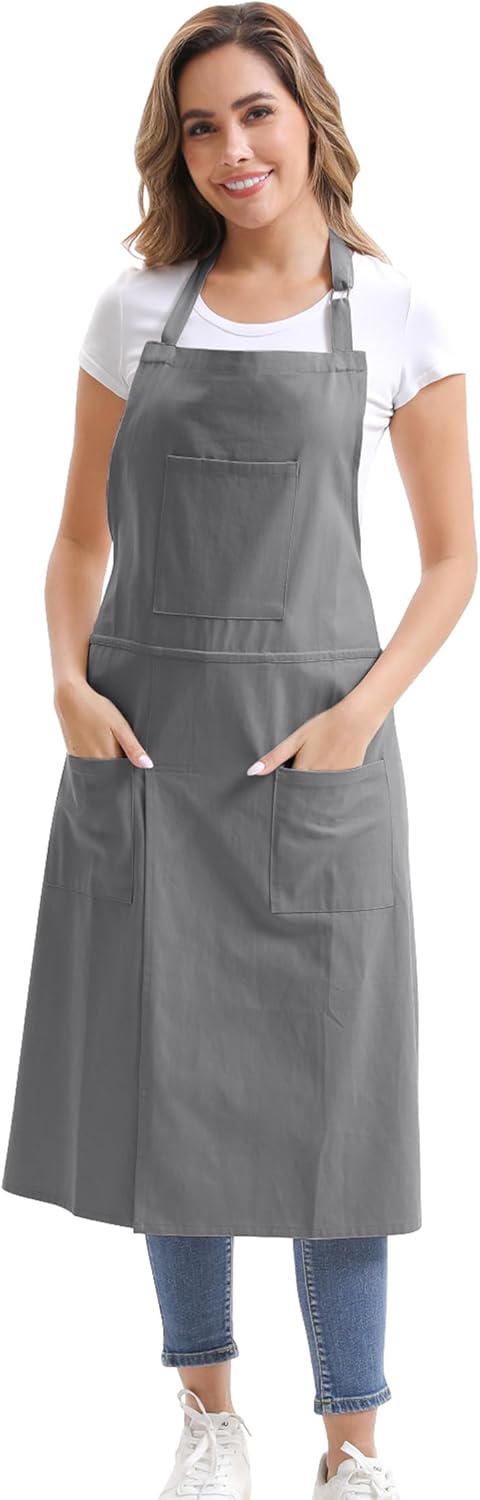 Nanxson Pottery Apron Split Leg Long Artist Painting Apron with 3 Pockets & Adjustable Buckle for Ceramic Wheel DIY Art