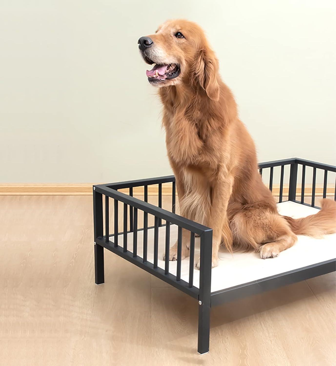 Pet Bed Black Large Raised Pet Sofa with Wooden Bed Board, Indoor Heavy Duty Elevated Cat Couch, for Orthopedic Joint Relief, Older Dogs (Size : S-68x46x15cm/26.8x18.1x5.9in) ()