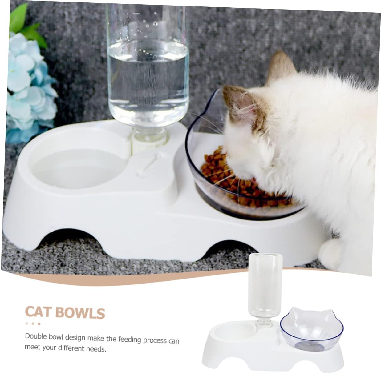 Milisten PET Food and Water Bowl Set 15° Tilted Automatic Water Dispenser for Small to Medium Dogs and Cats
