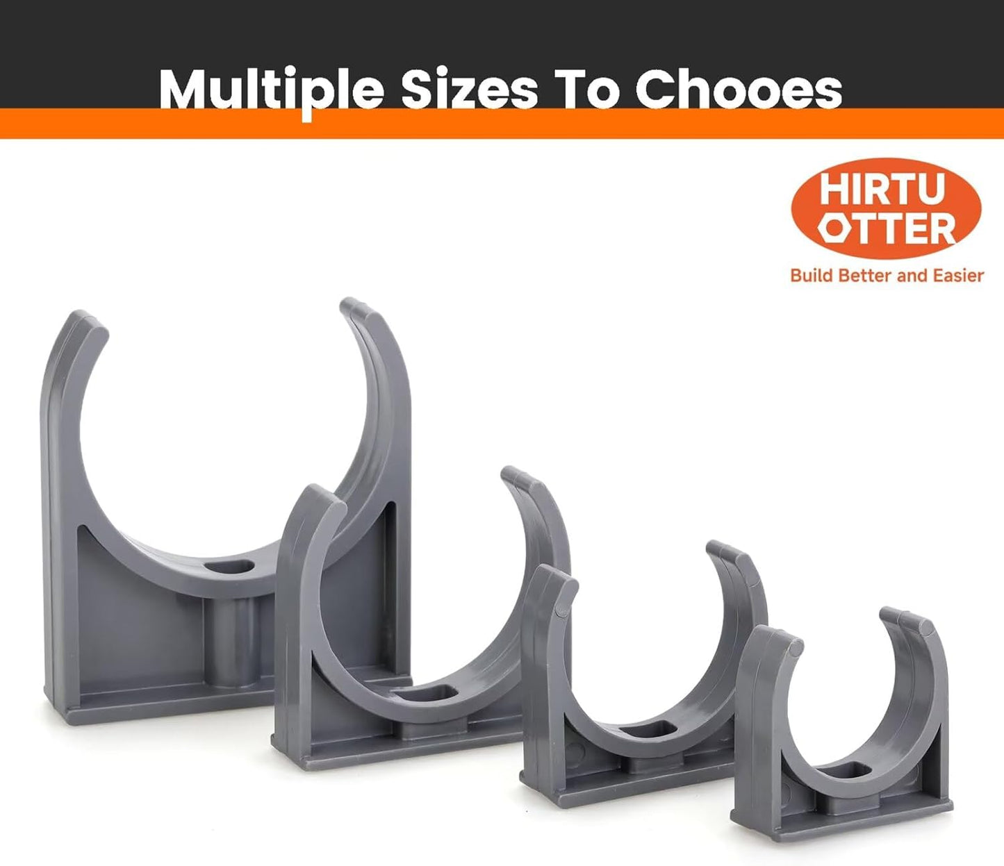 50mm/1.97" (30 PCS) U-Shaped PVC Pipe Clamps (Gray), Hose Hanger Support, High Strength for Home Plumbing, TV Trays, Water Supply, Garden Tubing, PEX, UV Resistant, fit for 1-1/2" PVC Pipe Sch40