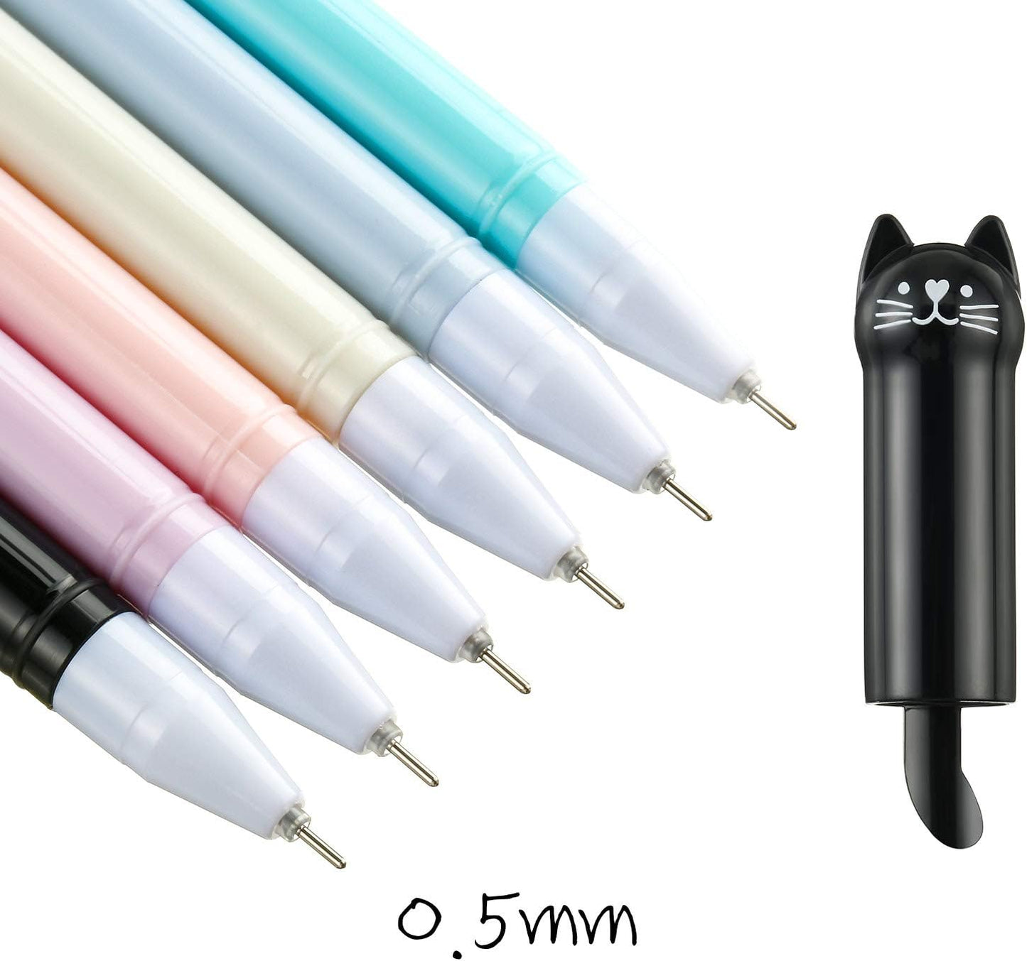 Outus 14 Sets Cute Cat Pens Stationary Set, 12 Pcs 0.5mm Cat Design Gel Pens and 320 Pcs Kawaii Sticky Notes Page Bookmarks Tab for Kitten Lovers Kids Women Office School Classroom Supplies