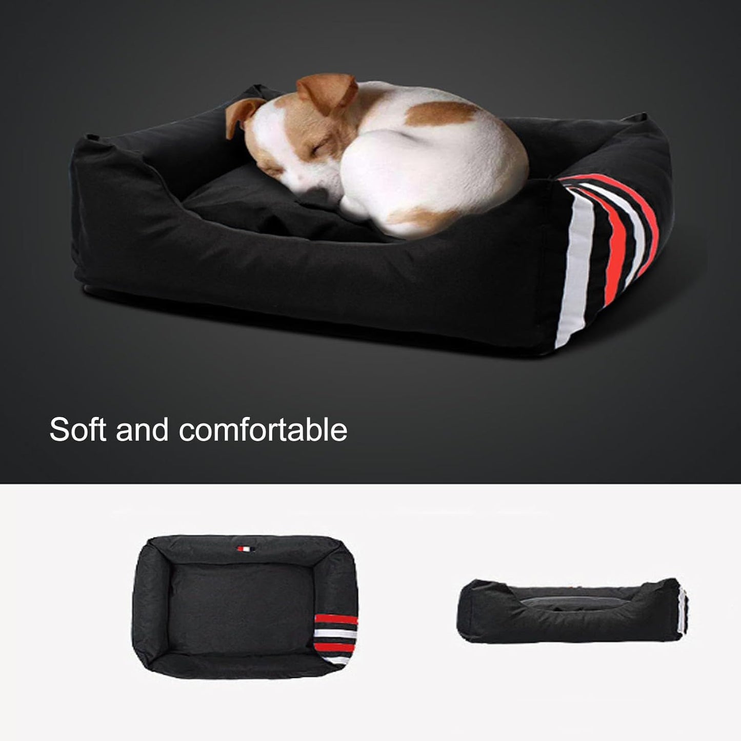 Dog Beds for Small Medium Dogs & Cats, Waterproof Dog Sofa with Removable Cover, Sleeping Warming Dog Bed & Furniture, Soft and Comfy Dog Couch Bed with Non-Slip Bottom (36.6"X28.3"X6.3",Grey) (Gre
