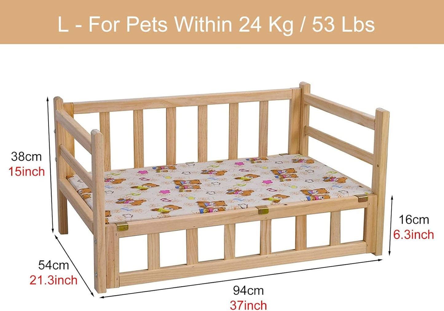 Pet Bed Blue Cooling Elevated Pet Bed for Small, Medium, Large Dogs, Orthopedic Relief Solid Wood Frame Dog Cot, for Pets Within 40 Kg / 88 Lbs (Size : M-74x49x38cm/29x19x15) ()