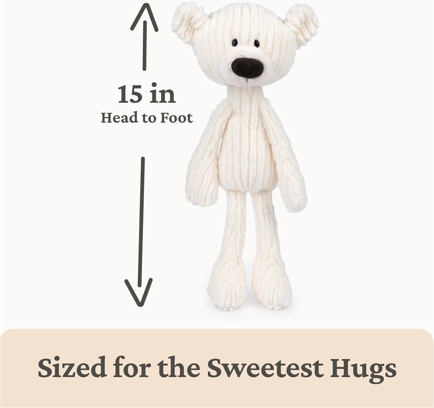 GUND Toothpick Cable, Teddy Bear Stuffed Animal for Ages 1 and Up, Cream/Offwhite, 15”