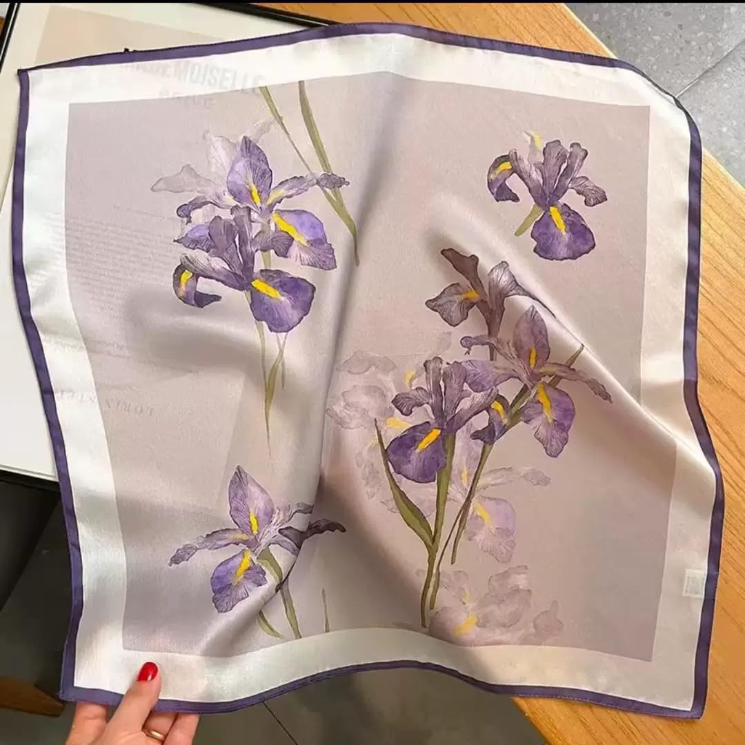 27.5 Inch Silk Feeling Scarf for Women Square Satin Head Scarf Hair Wrap Bandana