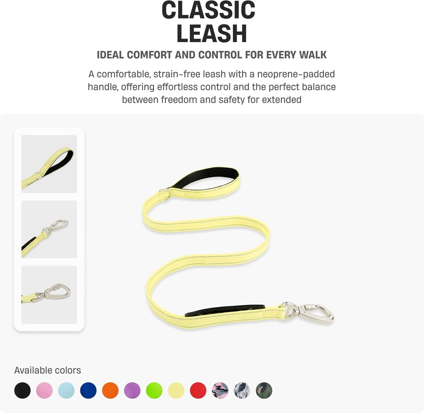 DF Co. Classic Dog Leash | Strain-Free, Shock Resistant, Prevents Jolts, Maintain Control | Durable Waterproof Material with Heavy Duty Clip & D-Ring (Pink, Regular)