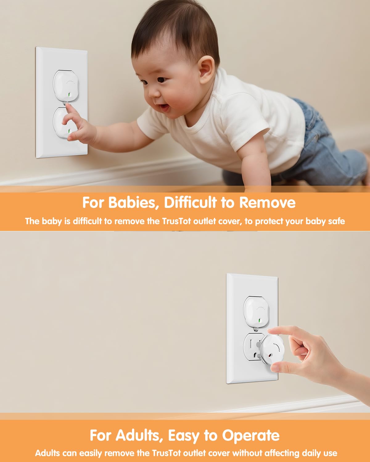 Outlet Covers Baby Proofing, 24 Pack Plug Covers Baby Proofing, Outlet Plug Covers for US 3-Prong to Prevent Electric Shock, Outlet Covers for Home, Office, School, Kindergarten, White