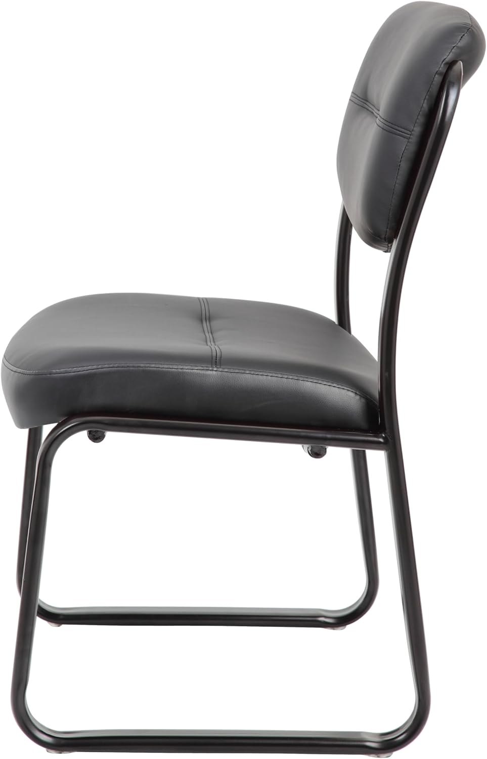 Boss Office Products B9539 Leather Sled Base Side Chair in Black, 250