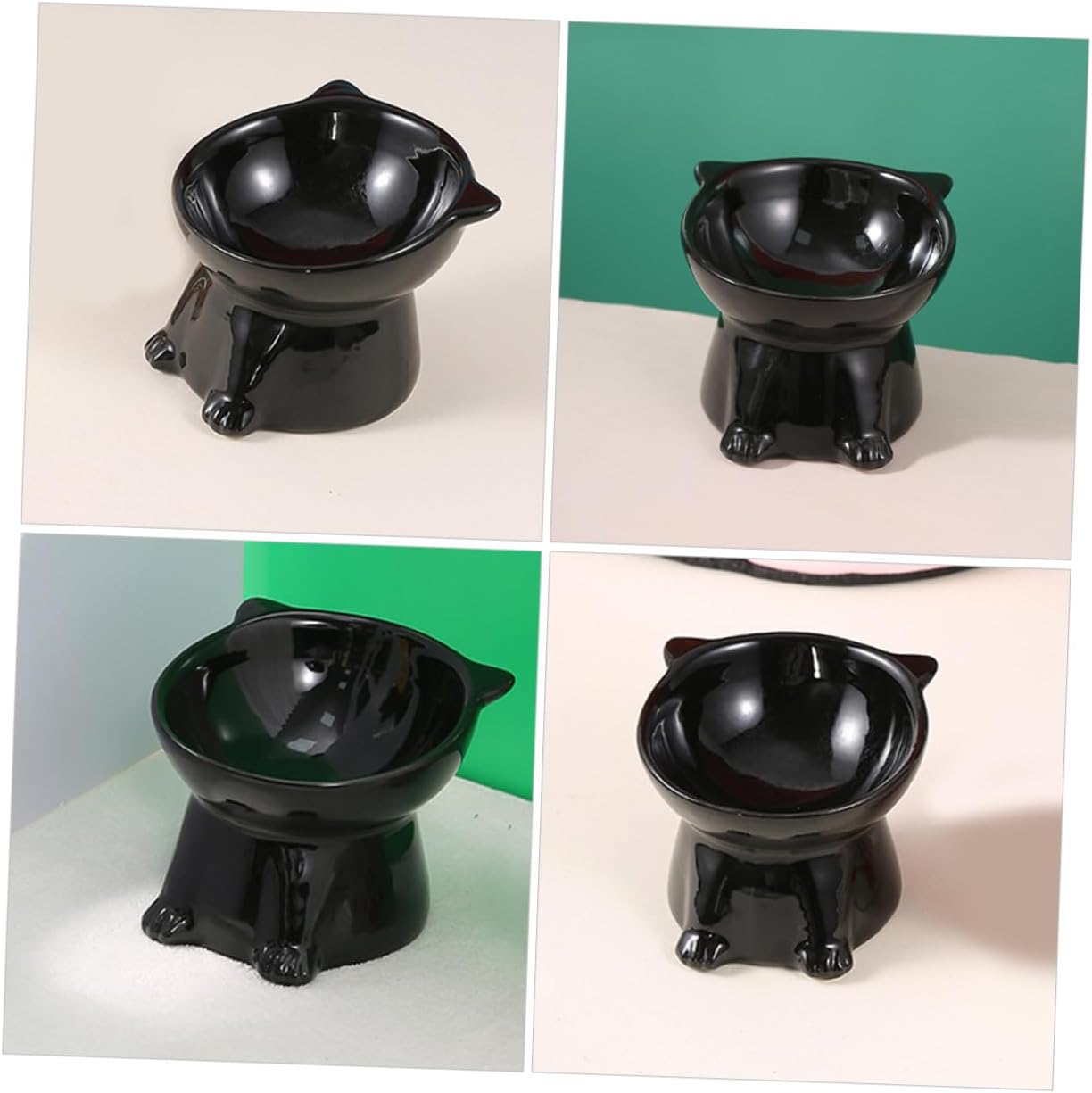 Milisten Ceramic Elevated Pet Feeding Bowl with Neck Guard Large Diameter Raised Cat Food Bowl Anti-Spill for Cats and Dogs