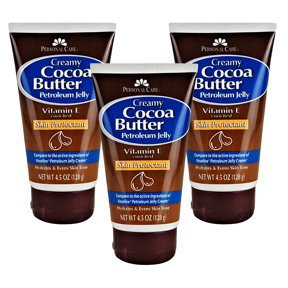Petroleum Jelly Vitamin E and Cocoa Butter Lotion 4.5 Oz (3 Pack) Vitamin E Cream for Skin with Cocoa Butter Cream Petroleum Jelly Tube