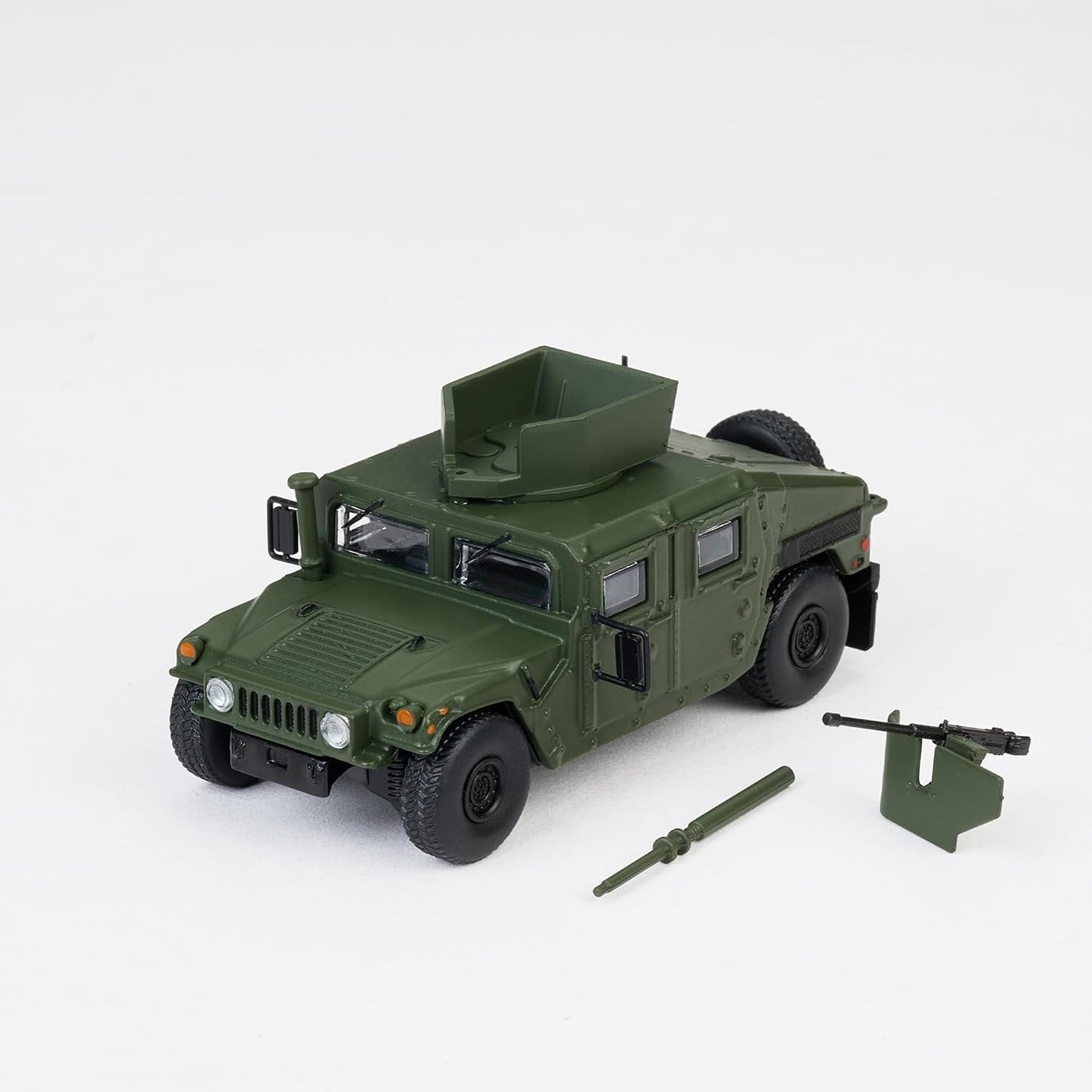 MASSDI 1/64 Diecast Car Model Toy - TJ1000 M1151 Enhanced Weapon Transport Vehicle Military Green - Authentic Vehicle Building Kit Replica Classic Car Age 15 and Above