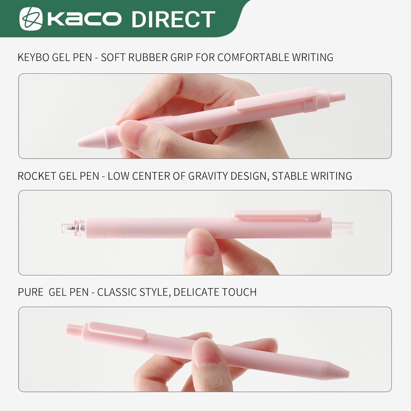 Kaco 6 Pieces Gel Pens Cute Stationery, Journaling Note Taking Pens, 0.5mm Fine Point, BUCUO (6 Pcs Pink - All Black Ink)