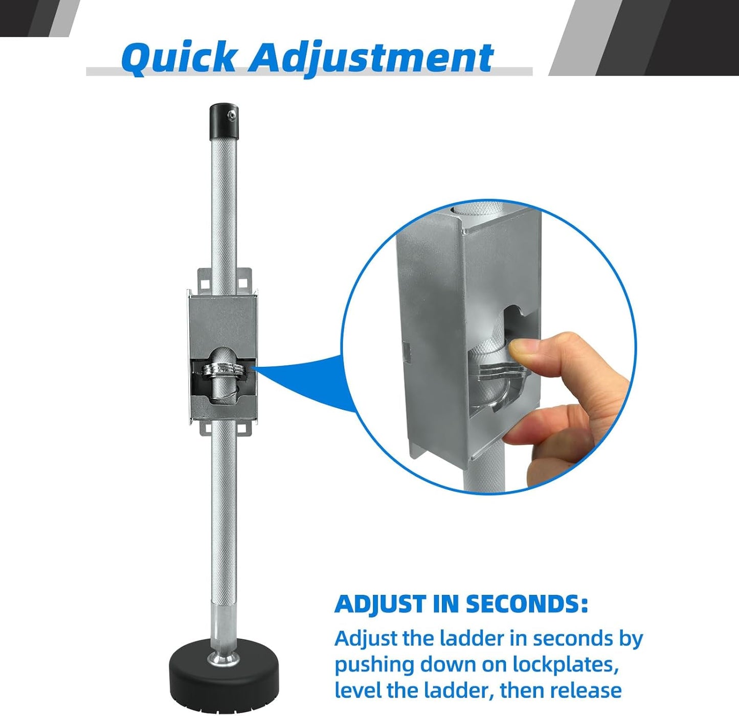 Ladder Leveler Non-Slip Rubber Leg Stabilizer, Adjustable Ladder Leg Level, Maximum Load Capacity 550 lbs, Fits Indoor and Outdoor Stairs and All Surfaces, Fittings 1 Pair (20 Inch)