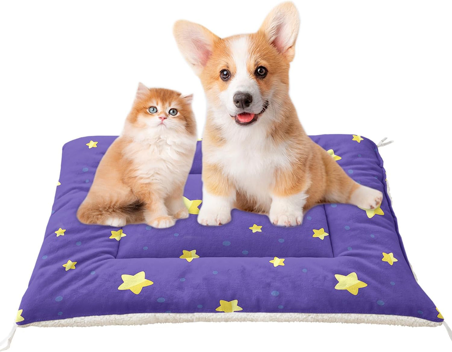 Star Orthopedic Dog Bed Mat (41"X31"),Purple Comfortable Pet Dog Cat Kennel Pad,Printing Washable Crate Bed,Sleeping Mat for Small Medium Large Dogs Cats,for Proof Pad Crate,Outdoor,Home Use
