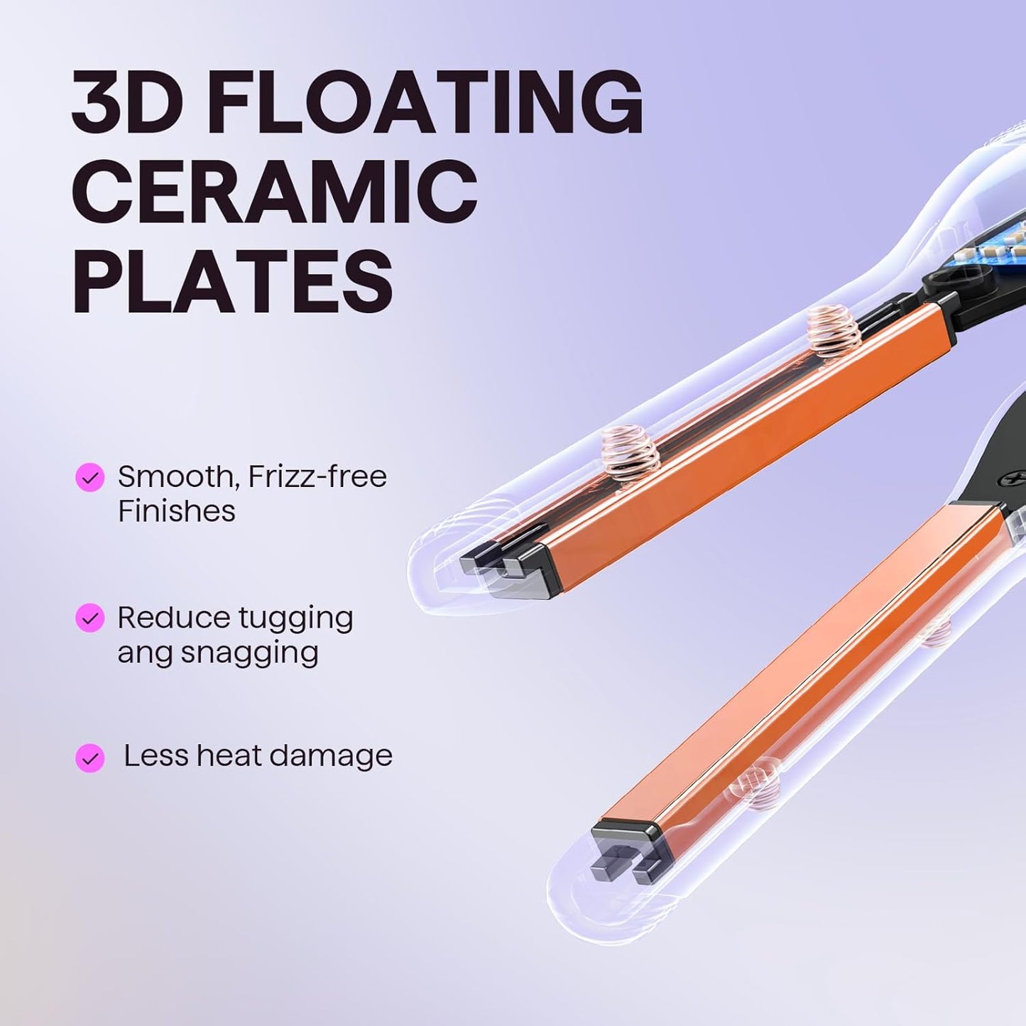 Wavytalk 3/10" Small Flat Iron, Pencil Flat Iron for Short Hair, Pixie Cut and Bangs, Curling Iron for Short Hair, Mini Hair Straightener for Edges with Anti-Pinch Design, Tiny Hair Straightener