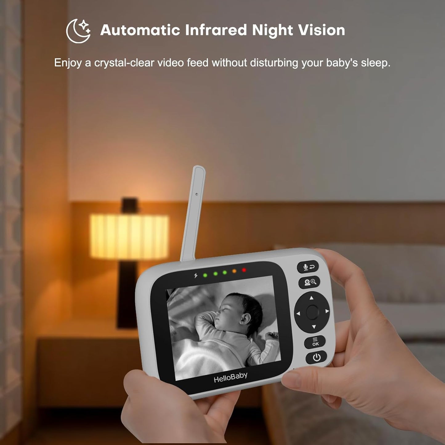 HelloBaby Monitor No WiFi Video Baby Monitor with Camera and Audio - 3.2” Screen, 2-Way Talk, Pan-Tilt Camera with Night Vision,ECO/VOX,1000ft, Temperature | Portable for Travel, Parents, Pet, Elderly