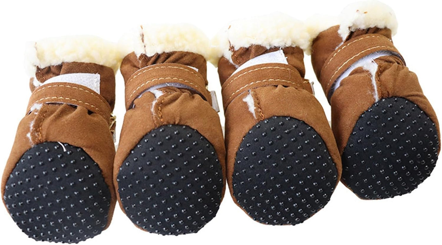 Winter Warm Pet Shoes 4pc/Set Dog Booties Snow Walking Puppys Booties Shoes Casual Fashion No-Slip Dog Shoes