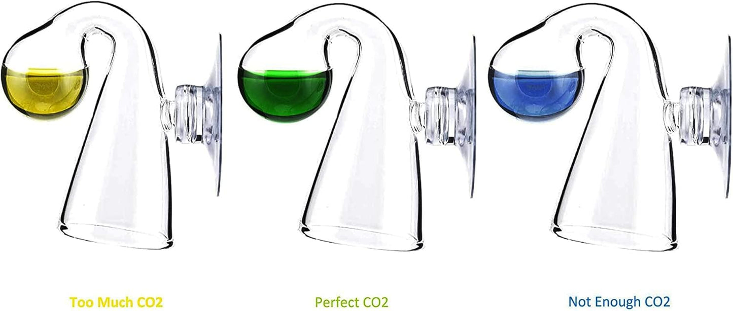Glass CO2 Drop Checker – CO2 Monitor Kit for Aquarium Tank – Functional and Reliable – Transparent Drop Checker, 4dkh/pH Reagent Solution and Suction Cup