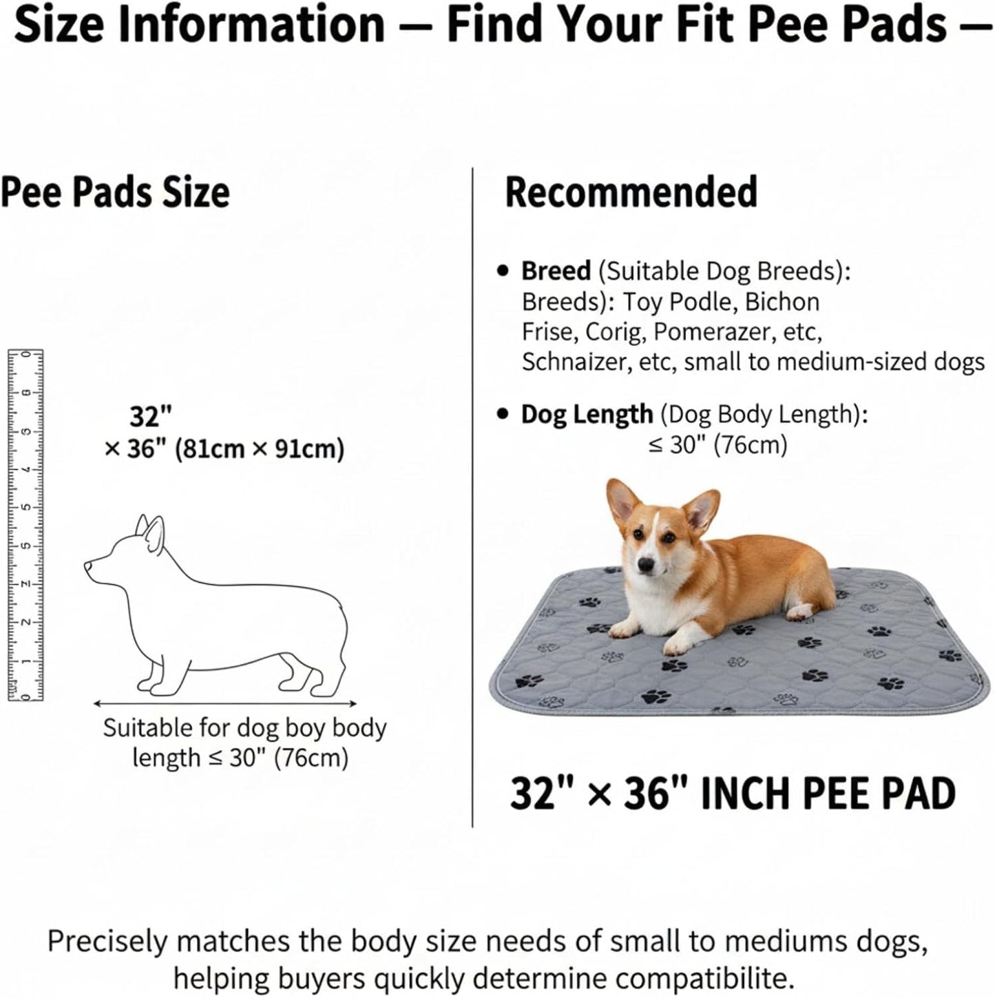 32" x 36" Reusable Dog Training Pads with Pheromone Stickers Washable Puppy Pee Pads, 4-Layer Super Absorbent & Leakproof Potty Training Mat with Non-Slip Bottom for Indoor Dogs, Crate & Travel, Gray