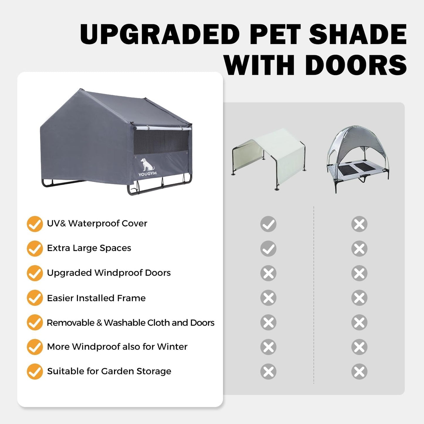XLarge Outdoor Dog House 4'x4'x3.2' for Large Dogs, Animal Shelter with Doors and Mesh Window, Outside Sun Rain Canopy Pet House for Dogs, Cats, Small Animals and Livestock