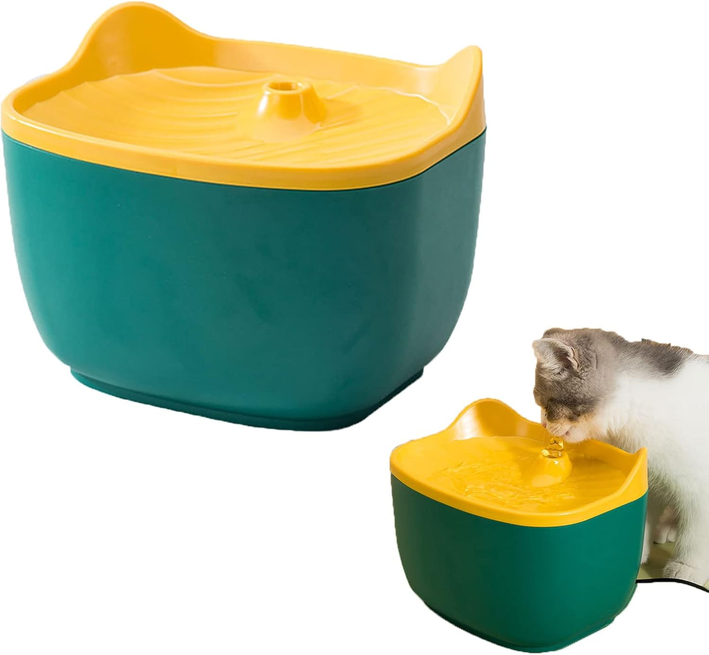 Cat Water Fountain, 84oz/2.5L Ultra Quiet Pet Water Fountain with Filtration, Dog Automatic Drinking Fountain Dog Water Bowl Dispenser Drinking Water,Green