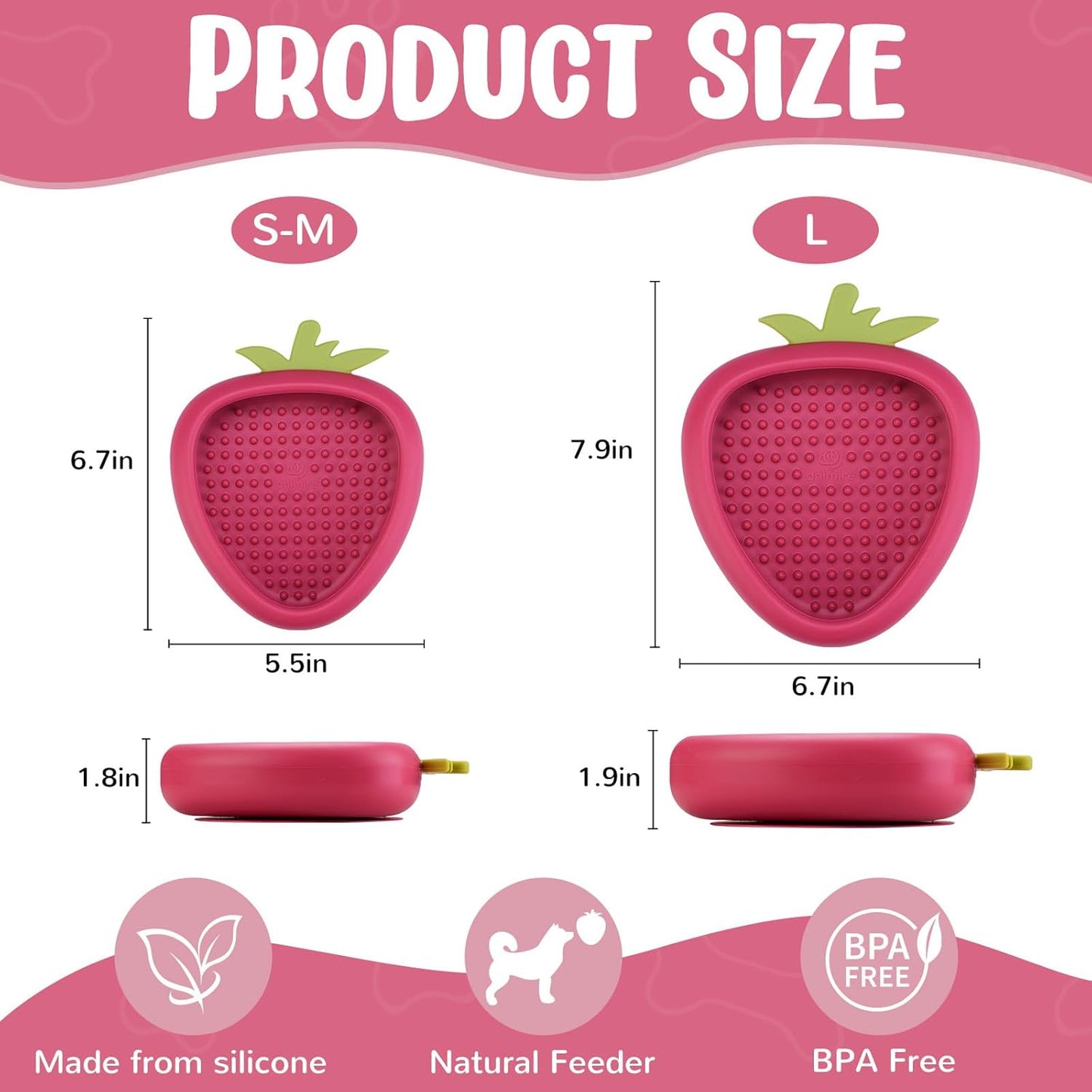 Freeze Dog Lick Bowl, Animire Non-Slip Slow Feeder Lick Mat for Dogs, Silicone Dog Enrichment Bowl for Distraction Anxiety Relief Boredom, BPA Free, Dishwasher Safe(Rose,S)