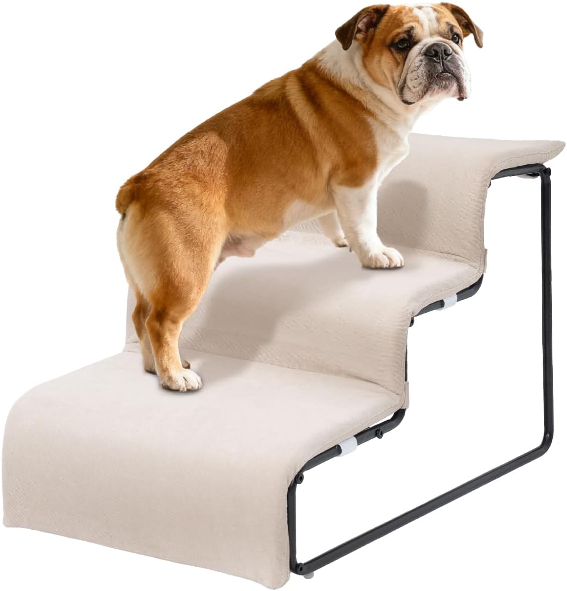 3-Step Pet Stairs with Soft Cushions for Small & Medium Pets Easy Climbing to Bed, Chair, Sofa, Windowsill Sturdy & Safe Design (Pet Stairs Only)