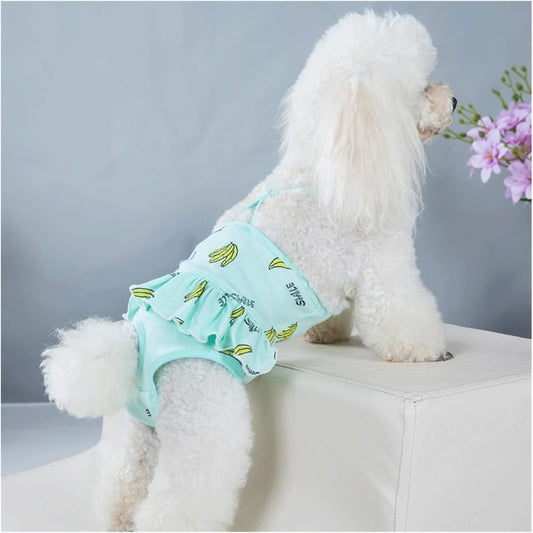 Pet Printed Physiological Pants Sling Pet Hygiene Panties Shorts Panties Toilet Paper Diapers Washable Pants (Color : Green Size: XL Code) (Green S Code)