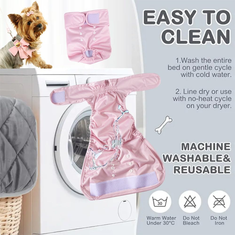 Washable Dog Diapers Female(3 Pack), Highly Absorbent and Breathable Dog Incontinence Diapers Female Reusable Dog Heat Diapers Female Dog Diapers, M