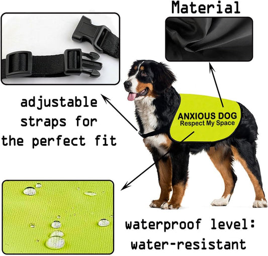 CENWA Anxious Dog Respect My Space Dog Jacket Vest Alert Slogan Warning Vest Rescue Dogs Anxious Dogs Gift (Anxious Space L)