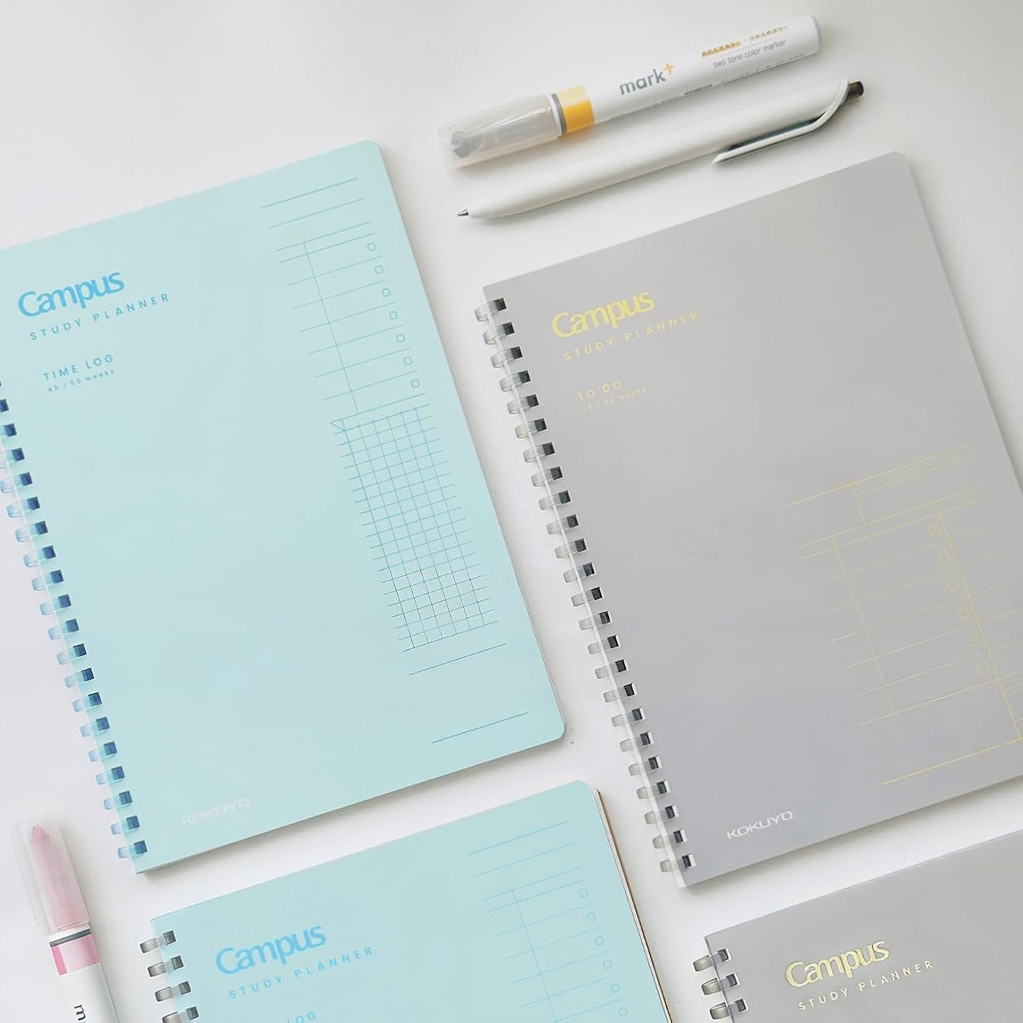 KOKUYO Study Planner Notebook, 10'' x 7'' Time Log B5 Soft Ring Notebooks, 41 To Do Plan Sheets, Green Spiral Notebook, Time Management. Japan Import (SU-SY111TL-G)