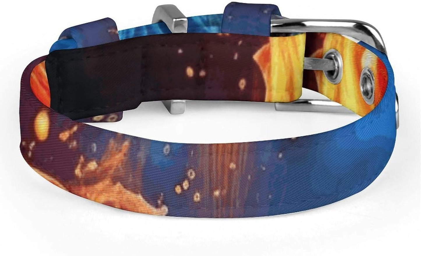 Fire and Water Heart Dog Collar with Buckle Adjustable Martingale Pet Collars Cute Female Male Puppy Collar Soft Waterproof Cat Collars for Small Medium Dogs