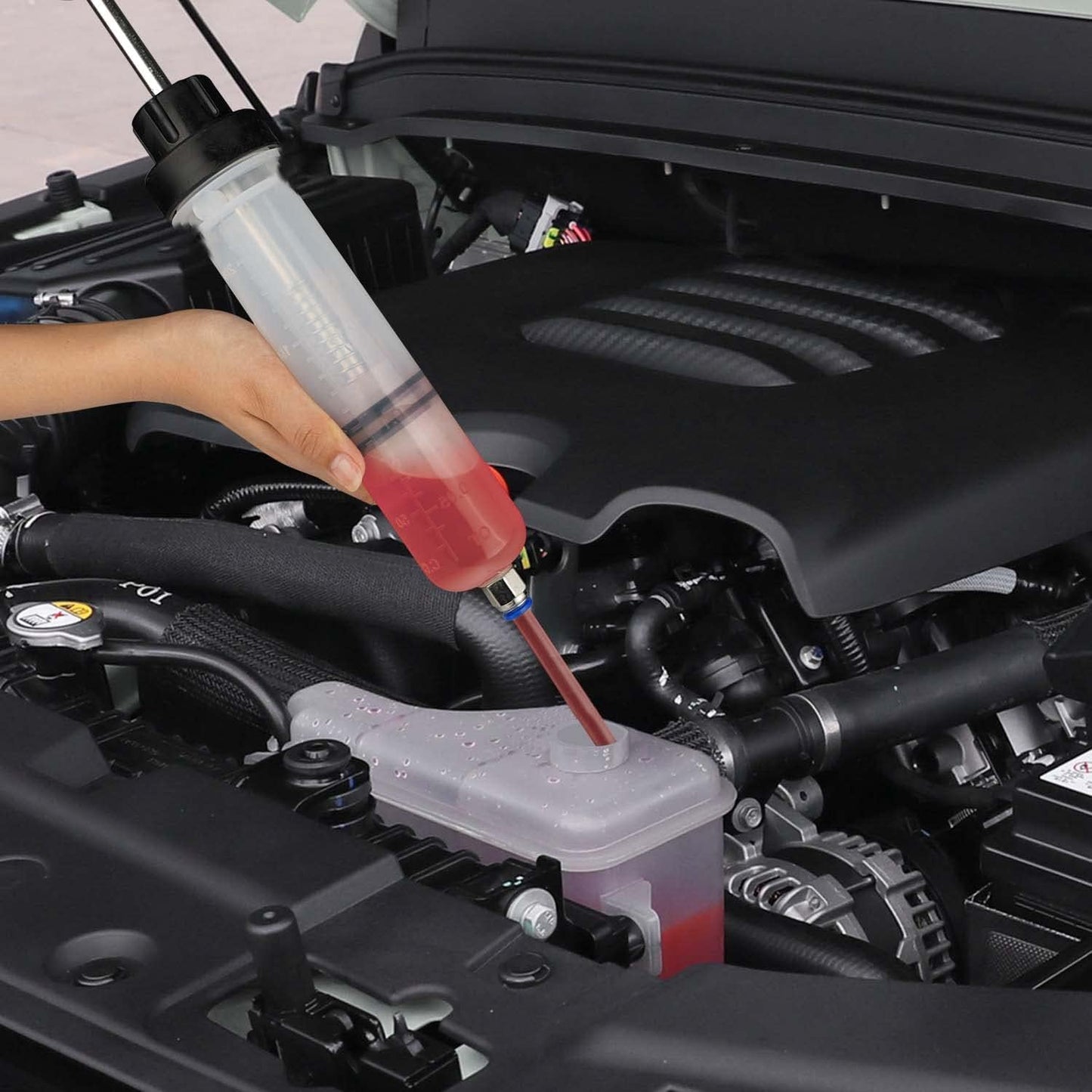Thorstone 200cc Automotive Fluid Extractor Pump, Manual Oil Change Syringe with 2pcs 22cm PVC Suction Tubes