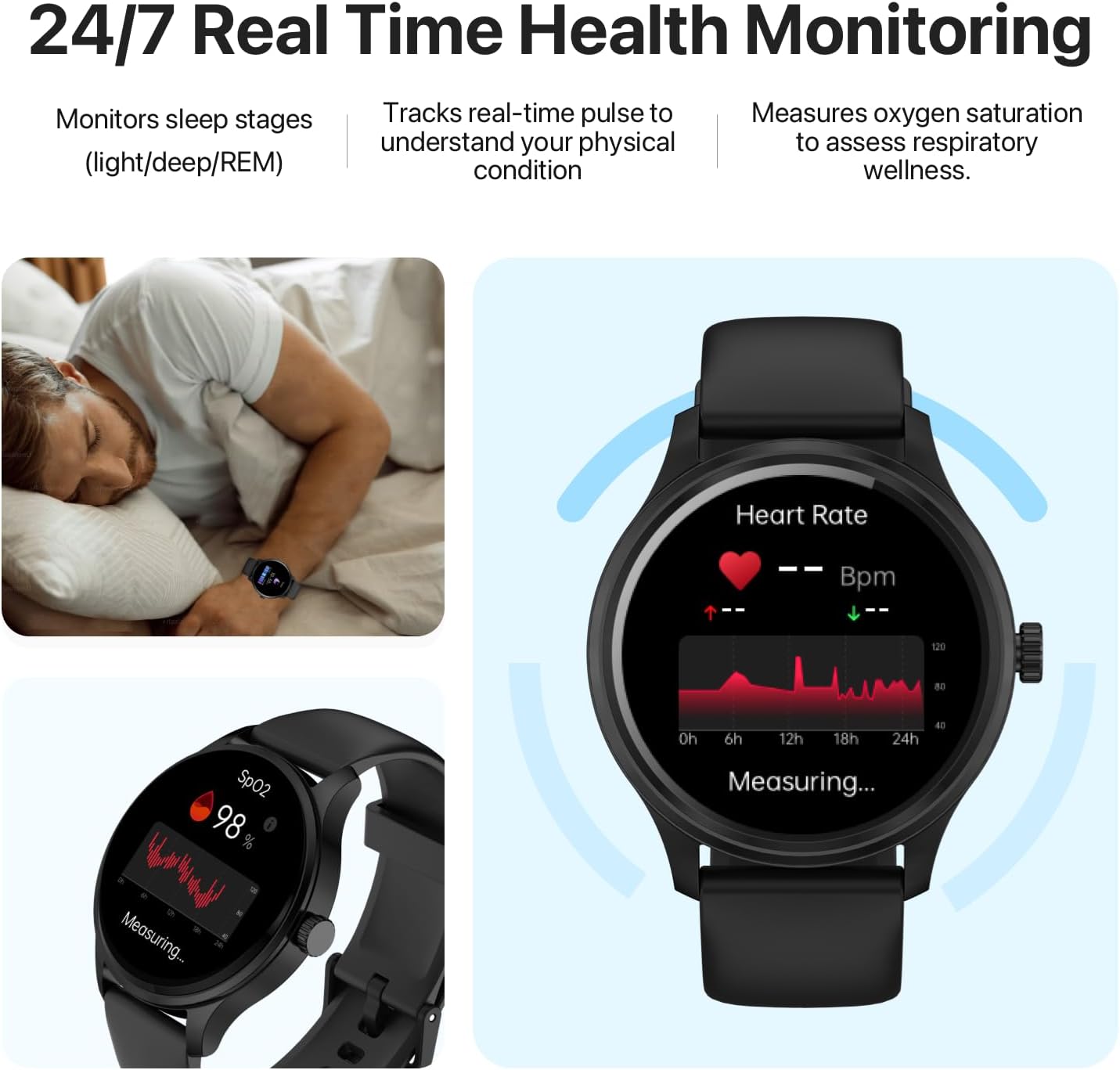 Smart Watch, HD Smartwatch for Men Women (Answer/Make Calls), Fitness Watch with 100+ Sport Modes, IP68 Waterproof/Heart Rate/Sleep Monitor, Activity Trackers for iOS/Android