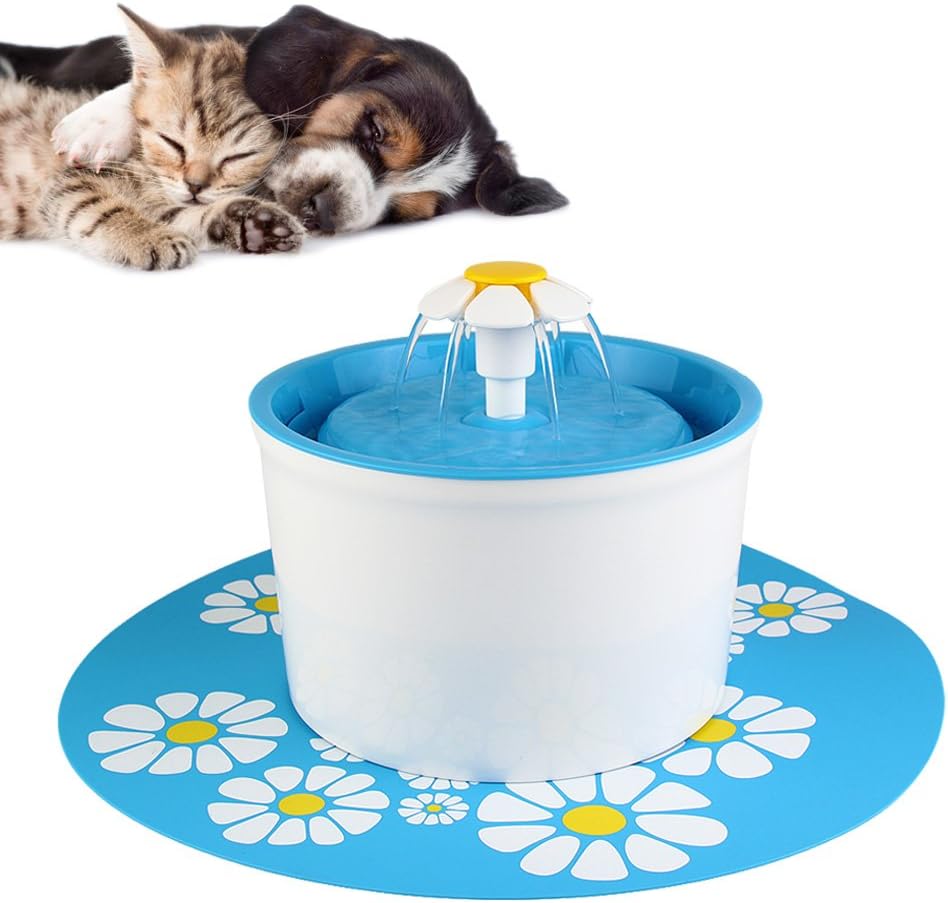 ELEOPTION Pet Water Fountain Auto Flow Surper Quiet for Cat Dog Water Dispenser Recycle Drinking Small Fountain 1.6L Pefect for Small Pets Electric Drinking Bowl (Fountain Blue)