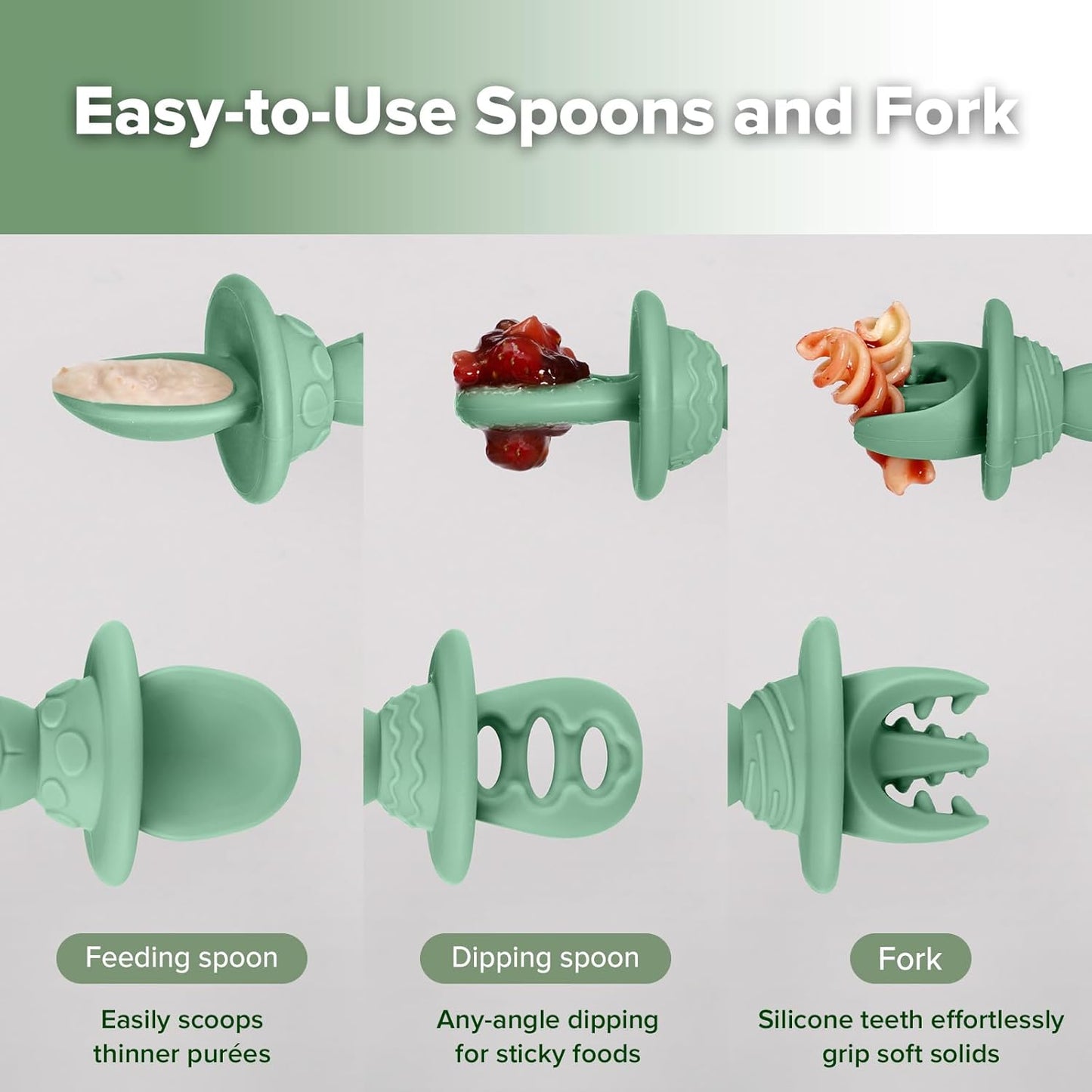 Haakaa Silicone Baby Spoons Self Feeding 6 Months – Baby Utensils with Anti-Choke Astronaut Handle, Easy-Grip, Gum-Friendly, Durable & Safe – Baby Spoons for BLW & First Stage Feeding