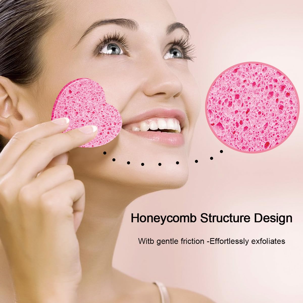 50-Count Facial Sponges Compressed, 100% Natural Cellulose Face Sponge Professional Cosmetic Spa Sponges for Face Cleansing, Exfoliating Mask, Makeup Removal for Travel and Home, Pink