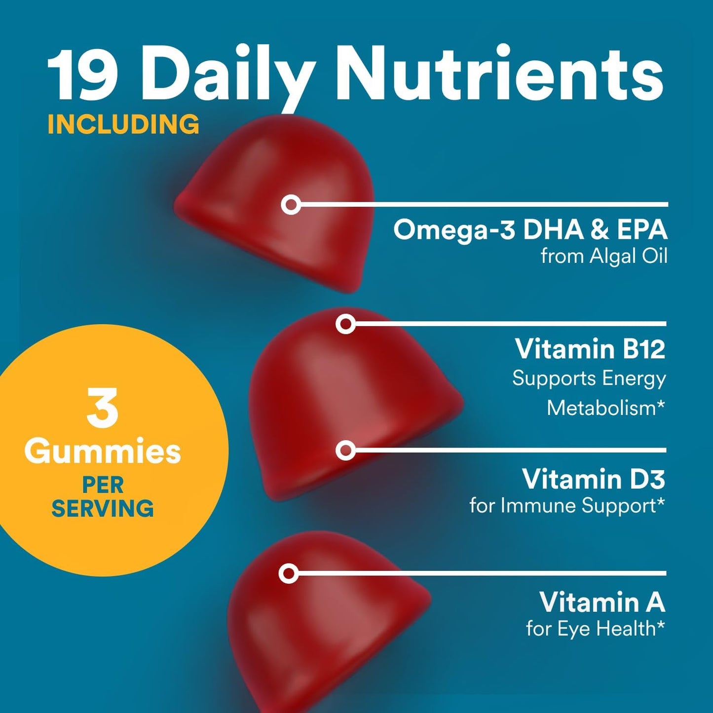 SmartyPants Men's Multivitamin Gummies, Omega 3 (DHA/EPA), Methylfolate, Vitamin D3, C, Vitamin B12, B6, Vitamin A, K, Zinc & Selenium, Gluten Free, 90 Count (30 Day Supply)