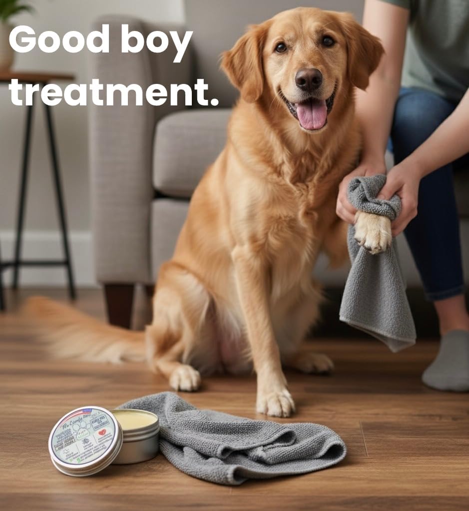 Dog Paw Balm & Moisturizer - with Gentle Extra Soft Microfiber Paw Pad Towel – Scent-Free, Lick-Safe Natural Repair Healer for Cracked Paws and Nose - Made in USA │ Year-Round Pad Protection