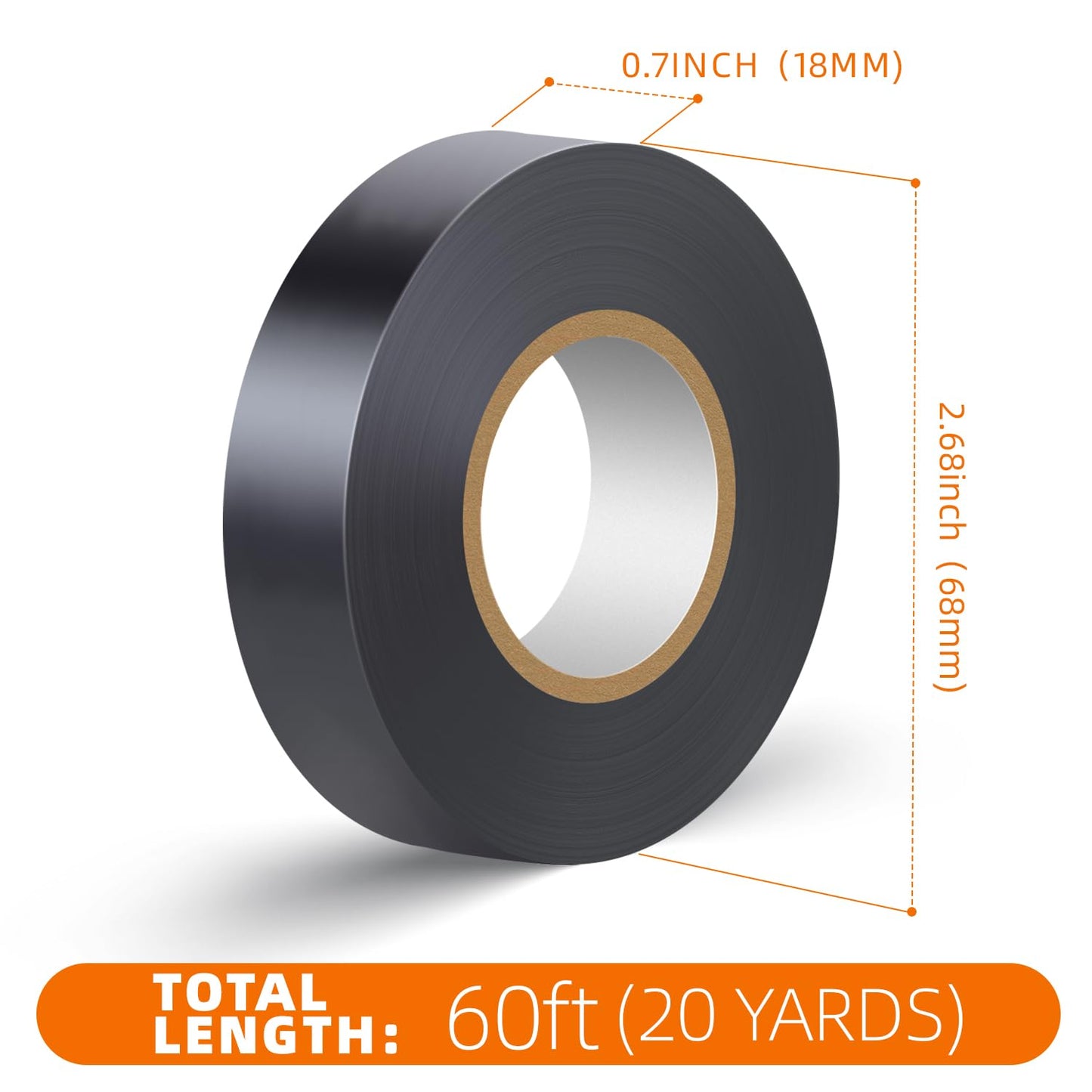 10 Pack Black Electrical Tape Waterproof，3/4 in x 60ft，High Temperature Electric Tape Weatherproof Home Outdoor Multipurpose Insulating Wire Wrapping，Maximum Voltage