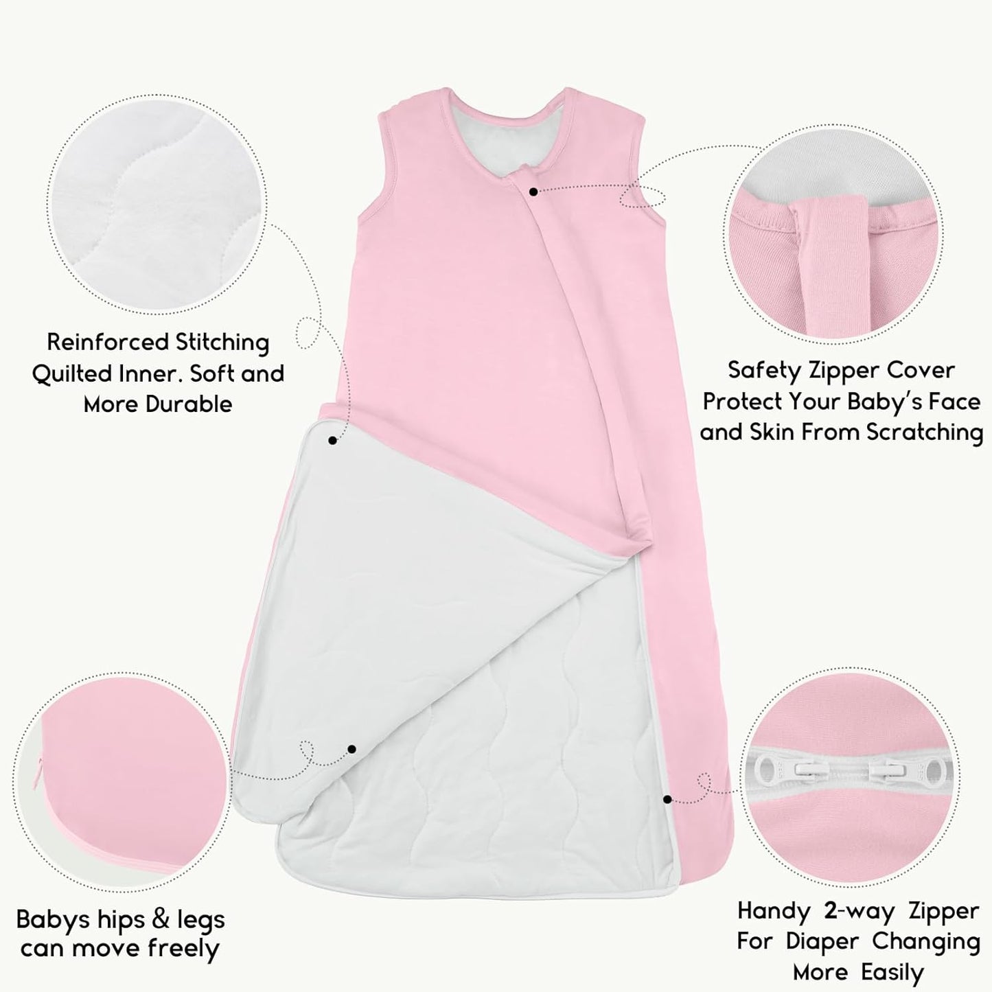 Yoofoss Rayon Made from Bamboo Baby Sleep Sack 6-12 Months 1.0 Tog Baby Wearable Blanket, Super Soft Infant Toddler Sleeping Sack 2-Way Zipper
