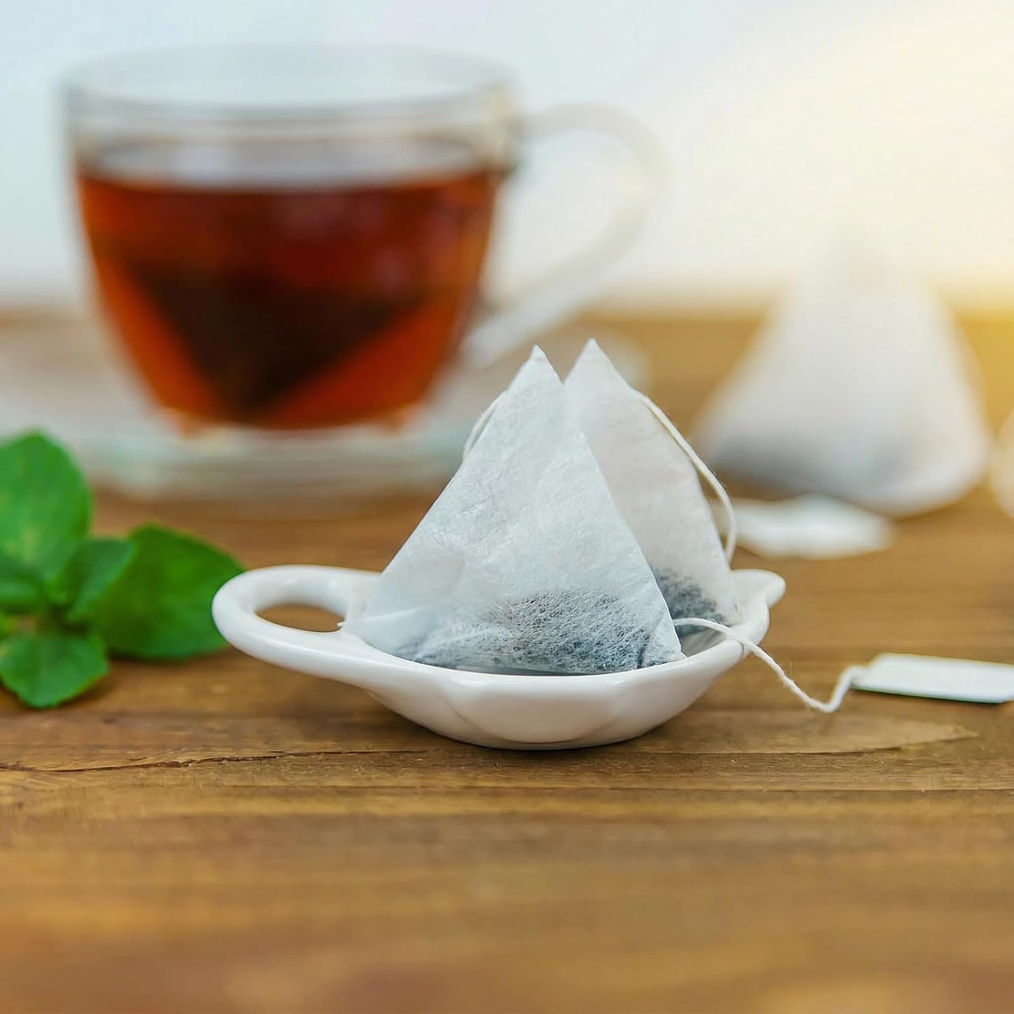 Elsjoy 12 Pack Ceramic Tea Bag Holder Plates, Teapot Shaped Tea Bag Coaster for Used Tea Bag, Small Tea Bag Dish Set, Afternoon Tea Accessories