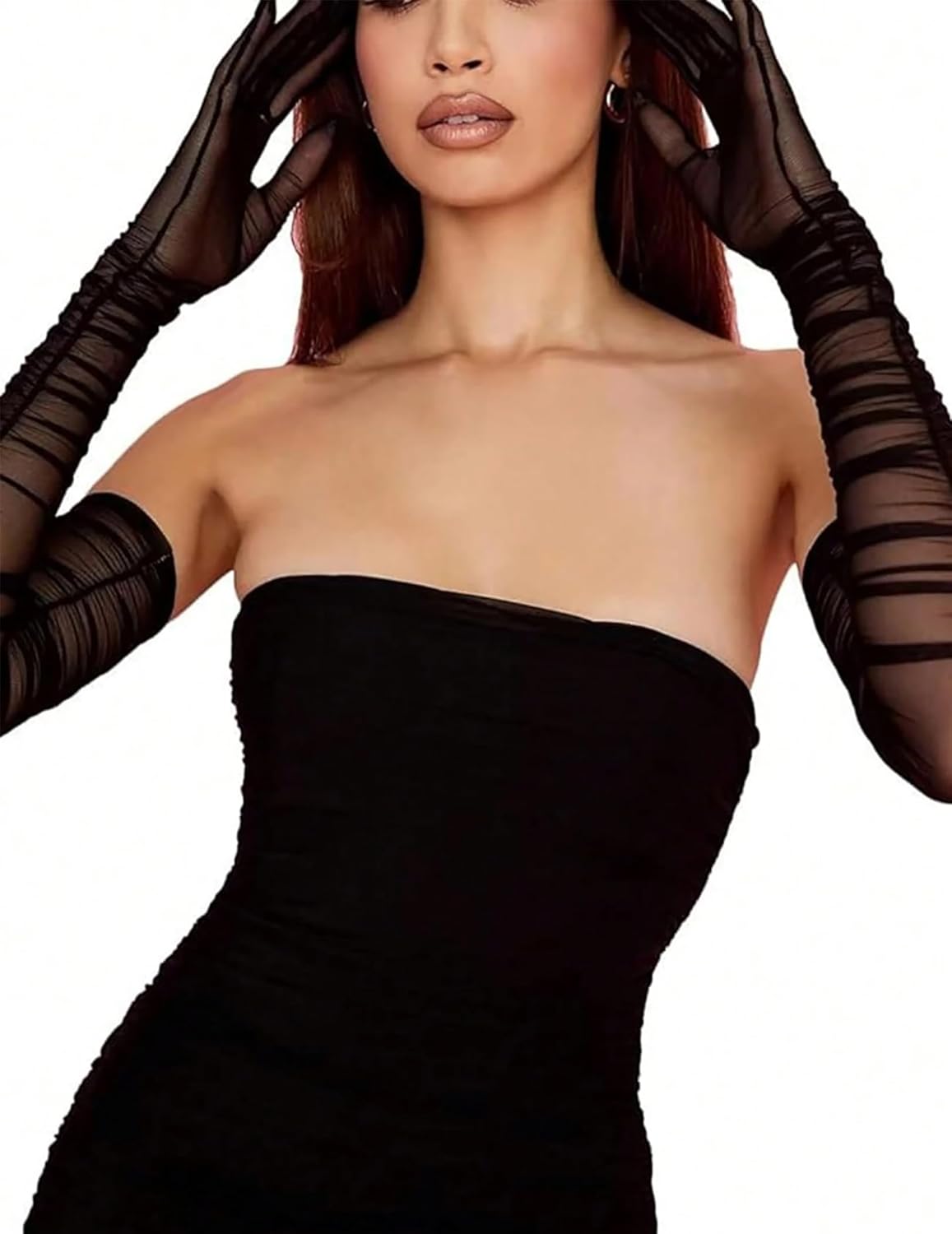 Avidlove Women's Long Sheer Gloves Tulle Mesh Gloves 1920s Wedding Opera Tea Party Dance Glove